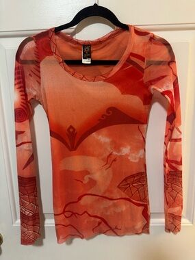 Jean Paul Gaultier Fuzzi Mesh Long Sleeve Top Size Medium